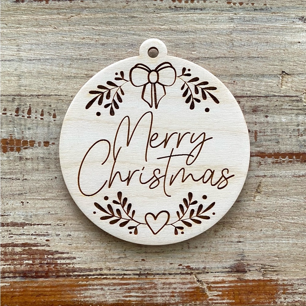 Wooden Engraved Merry Christmas Ornament